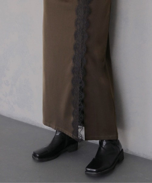 &g'aime(アンジェム)の「【&g'aime 】サテンレーススカート Satin Lace Skirt(スカート・レディース・ブラック/ブラウン・FREE)」の20枚目の写真
