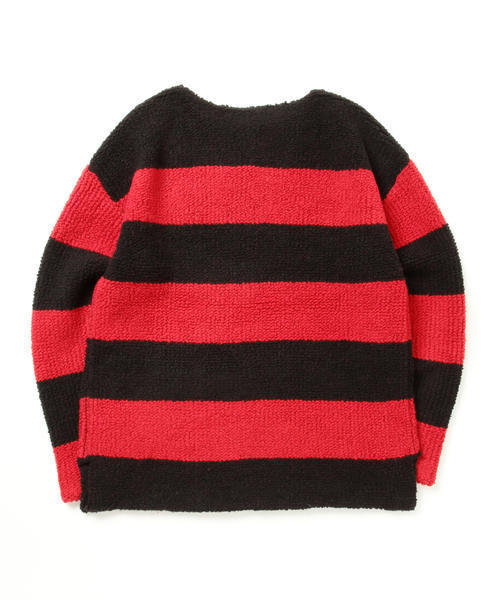 BEAMS（ビームス）の「BEAMS / 裏毛 ボーダー ニット（ニット/セーター・メンズ・レッド/オリーブ・X-LARGE/MEDIUM/SMALL/LARGE）」の9枚目の写真