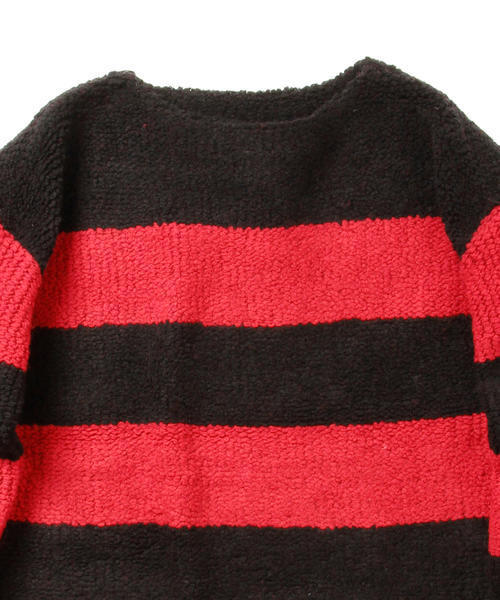 BEAMS（ビームス）の「BEAMS / 裏毛 ボーダー ニット（ニット/セーター・メンズ・レッド/オリーブ・X-LARGE/MEDIUM/SMALL/LARGE）」の8枚目の写真