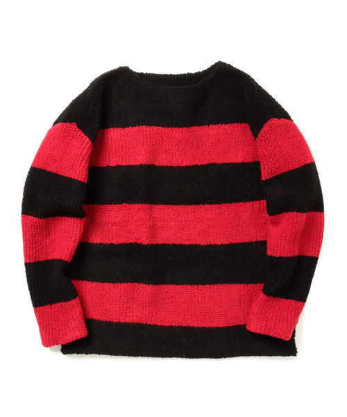 BEAMS（ビームス）の「BEAMS / 裏毛 ボーダー ニット（ニット/セーター・メンズ・レッド/オリーブ・X-LARGE/MEDIUM/SMALL/LARGE）」の7枚目の写真