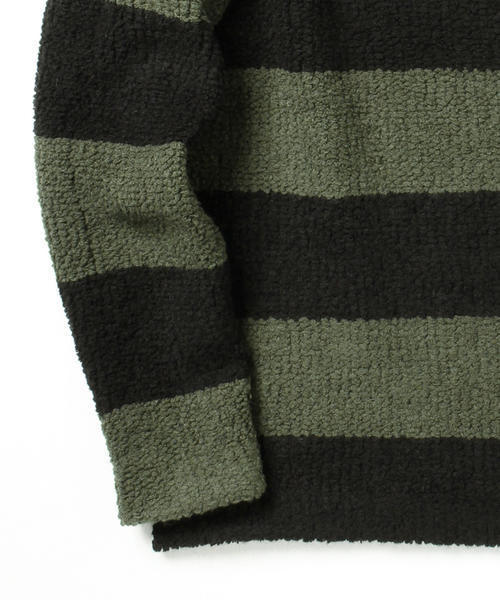 BEAMS（ビームス）の「BEAMS / 裏毛 ボーダー ニット（ニット/セーター・メンズ・レッド/オリーブ・X-LARGE/MEDIUM/SMALL/LARGE）」の14枚目の写真