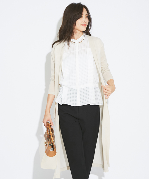 qualite（カリテ）の「【接触冷感】クールフライスロングカーディガン（カーディガン/ボレロ・レディース・ブラック/ロイヤルブルー/ライトグレー/ブルー/ベージュ/セージグリーン・36/38）」の4枚目の写真