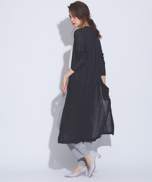 qualite（カリテ）の「【接触冷感】クールフライスロングカーディガン（カーディガン/ボレロ・レディース・ブラック/ロイヤルブルー/ライトグレー/ブルー/ベージュ/セージグリーン・36/38）」の19枚目の写真