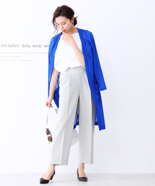 qualite（カリテ）の「【接触冷感】クールフライスロングカーディガン（カーディガン/ボレロ・レディース・ブラック/ロイヤルブルー/ライトグレー/ブルー/ベージュ/セージグリーン・36/38）」の16枚目の写真