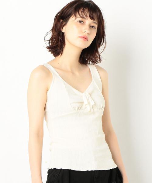 Another Edition（アナザーエディション）の「メッシュリボンタンクトップ（タンクトップ・レディース・ライトブルー/ブラウン/オフホワイト・FREE）」の2枚目の写真