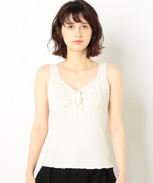 Another Edition（アナザーエディション）の「メッシュリボンタンクトップ（タンクトップ・レディース・ライトブルー/ブラウン/オフホワイト・FREE）」の4枚目の写真