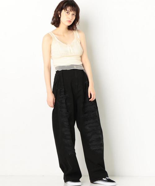 Another Edition（アナザーエディション）の「メッシュリボンタンクトップ（タンクトップ・レディース・ライトブルー/ブラウン/オフホワイト・FREE）」の7枚目の写真