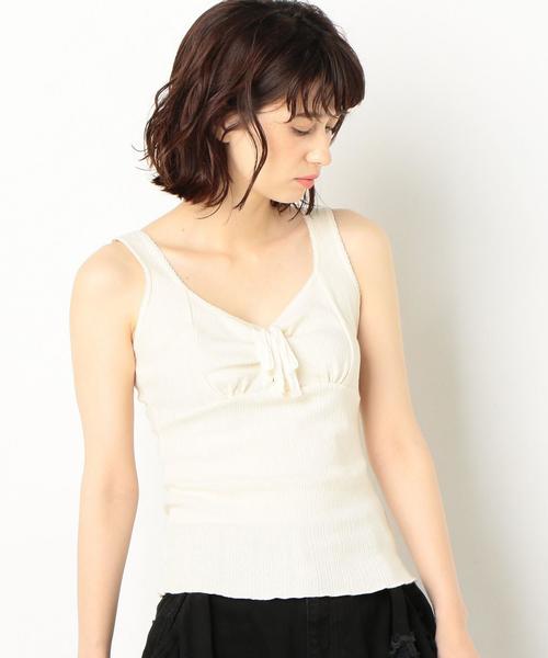 Another Edition（アナザーエディション）の「メッシュリボンタンクトップ（タンクトップ・レディース・ライトブルー/ブラウン/オフホワイト・FREE）」の12枚目の写真