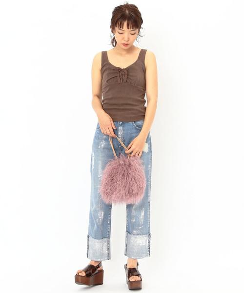 Another Edition（アナザーエディション）の「メッシュリボンタンクトップ（タンクトップ・レディース・ライトブルー/ブラウン/オフホワイト・FREE）」の21枚目の写真