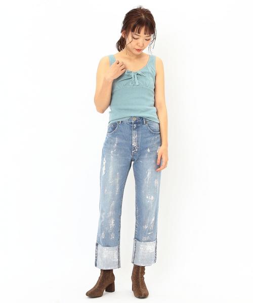 Another Edition（アナザーエディション）の「メッシュリボンタンクトップ（タンクトップ・レディース・ライトブルー/ブラウン/オフホワイト・FREE）」の22枚目の写真