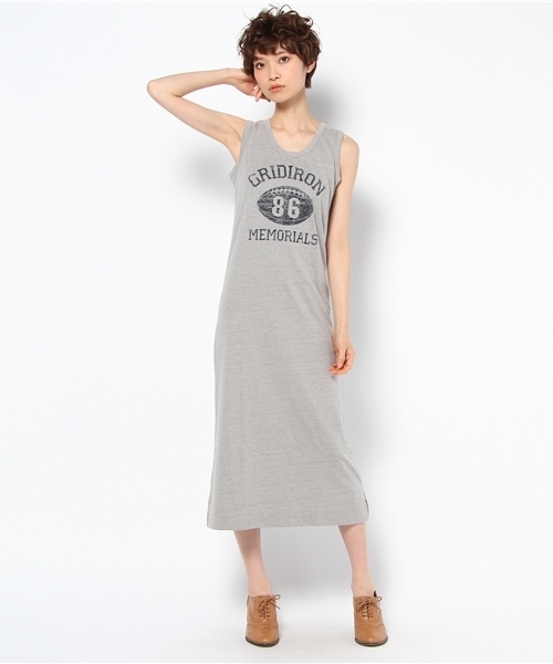 WEGO（ウィゴー）の「三者混マキシ丈カレッジタンクワンピース（ワンピース・レディース・ダークグレー/杢グレー/ナチュラル・FREE）」の2枚目の写真