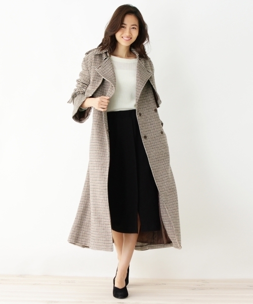 Hushush ハッシュアッシュ の チェックラップロングコート その他アウター Wear