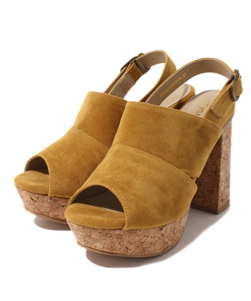 mystic（ミスティック）の「【mystic】 変形コルク太ヒールサンダル（サンダル・レディース・ブラック/イエロー/オレンジ/グリーン・36/37/38）」の4枚目の写真