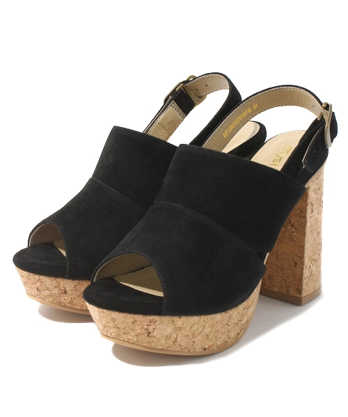 mystic（ミスティック）の「【mystic】 変形コルク太ヒールサンダル（サンダル・レディース・ブラック/イエロー/オレンジ/グリーン・36/37/38）」の2枚目の写真