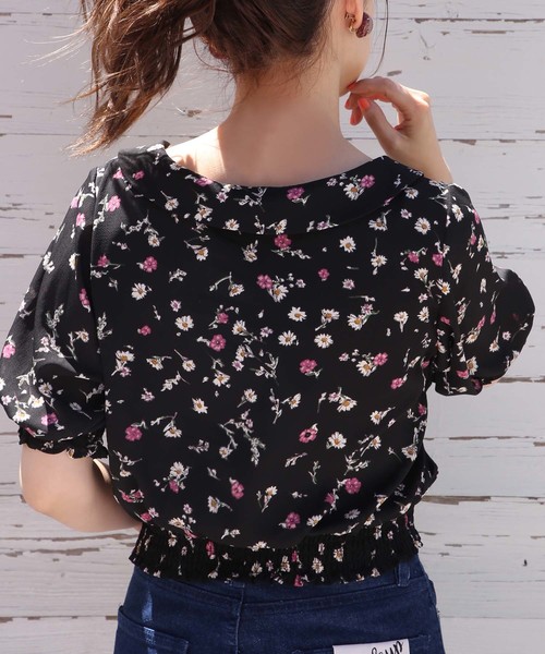 one after another NICE CLAUP（ワンアフターアナザーナイスクラップ）の「丸衿レトロ花柄ブラウス（シャツ/ブラウス・レディース・アイボリー/ブラック/ピンク・FREE）」の14枚目の写真