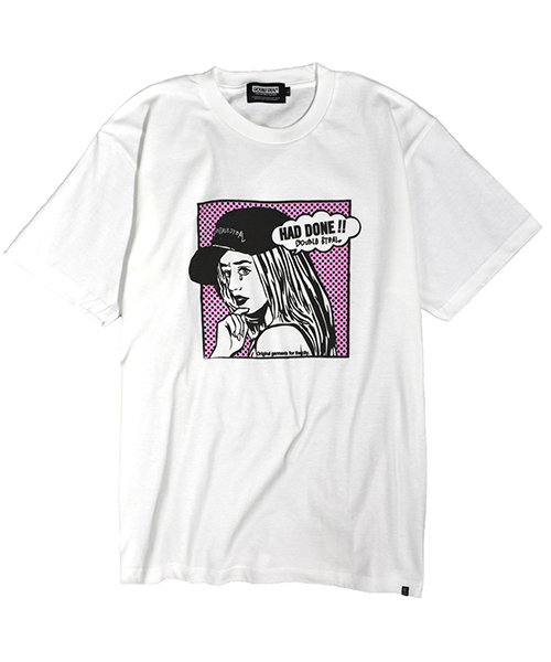 DOUBLE STEAL(ダブルスティール)の「Crying GIRL Tシャツ(Tシャツ/カットソー・メンズ・ホワイト×ブルー/ホワイト×イエロー/ブラック/ホワイト×ピンク・MEDIUM/LARGE/X-LARGE/XX-LARGE)」の4枚目の写真
