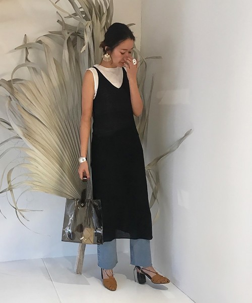 TODAYFUL（トゥデイフル）の「キャミソールニットドレス（ワンピース・レディース・ブラック/ベージュ/パープル・FREE）」の2枚目の写真