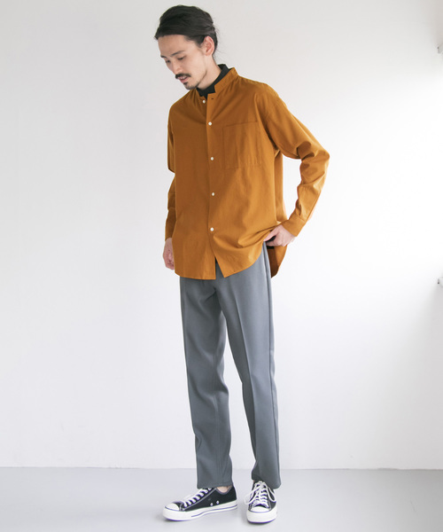 URBAN RESEARCH（アーバンリサーチ）の「LOOSE FIT STAND COLLAR SHIRTS（シャツ/ブラウス・メンズ・オフホワイト/ベージュ系その他/ブルー系その他/キャメル・M/L）」の10枚目の写真