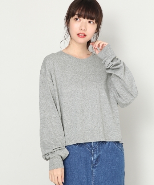 LOWRYS FARM(ローリーズファーム)の「JERZEESリメイクショートT 808661(Tシャツ/カットソー・レディース・ブラック/グレー/オフホワイト/イエロー・FREE)」の1枚目の写真