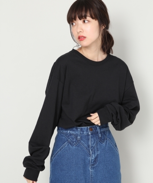 LOWRYS FARM(ローリーズファーム)の「JERZEESリメイクショートT 808661(Tシャツ/カットソー・レディース・ブラック/グレー/オフホワイト/イエロー・FREE)」の3枚目の写真