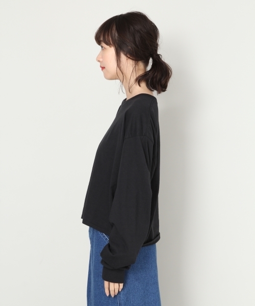 LOWRYS FARM(ローリーズファーム)の「JERZEESリメイクショートT 808661(Tシャツ/カットソー・レディース・ブラック/グレー/オフホワイト/イエロー・FREE)」の14枚目の写真