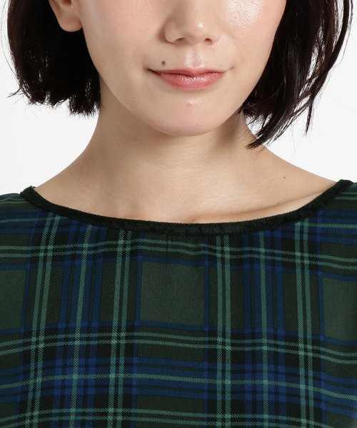 Sunauna(スーナウーナ)の「【洗える】タック袖チェックブラウス(シャツ/ブラウス・レディース・ダークグリーン/ダークグレー・40/38)」の7枚目の写真
