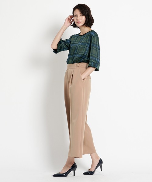 Sunauna(スーナウーナ)の「【洗える】タック袖チェックブラウス(シャツ/ブラウス・レディース・ダークグリーン/ダークグレー・40/38)」の10枚目の写真
