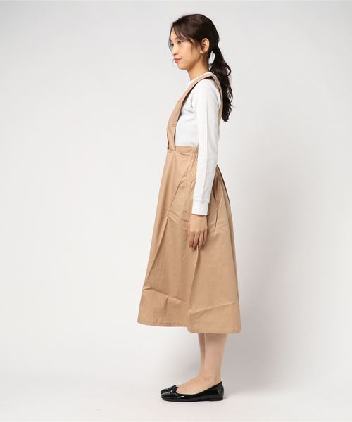 KOBE LETTUCE（コウベレタス）の「Vラインフレアジャンパースカート＊レディース/ジャンスカ/ミモレ丈[E1911]神戸レタス（ジャンパースカート・レディース・ブラック/ベージュ/ブラック系その他・FREE）」の4枚目の写真