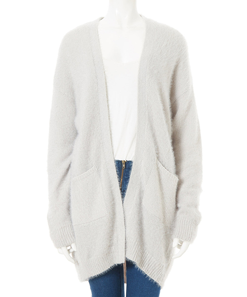 fifth（フィフス）の「シャギーロングカーディガン（カーディガン/ボレロ・レディース・ホワイト/ラベンダー/グレー・MEDIUM）」の2枚目の写真