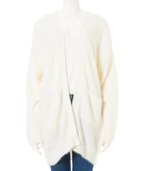 fifth（フィフス）の「シャギーロングカーディガン（カーディガン/ボレロ・レディース・ホワイト/ラベンダー/グレー・MEDIUM）」の4枚目の写真