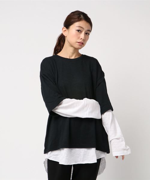 ARCHIVER（アーカイバ）の「【69】【it】【セレクト】BIGレイヤード カットソーセット（Tシャツ/カットソー・レディース・ホワイト/ブラック/グレー/ワインレッド・MEDIUM/LARGE）」の2枚目の写真