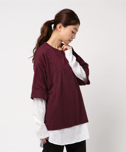 ARCHIVER（アーカイバ）の「【69】【it】【セレクト】BIGレイヤード カットソーセット（Tシャツ/カットソー・レディース・ホワイト/ブラック/グレー/ワインレッド・MEDIUM/LARGE）」の4枚目の写真
