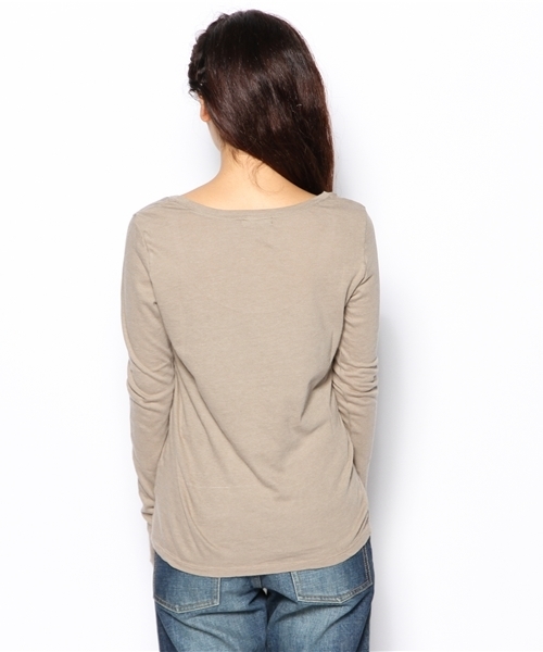 goa（ゴア）の「ベーシック UネックロンT（Tシャツ/カットソー・レディース・アイボリー/ブラック/グレー/カーキブラウン/ベージュ/オレンジ・FREE）」の9枚目の写真