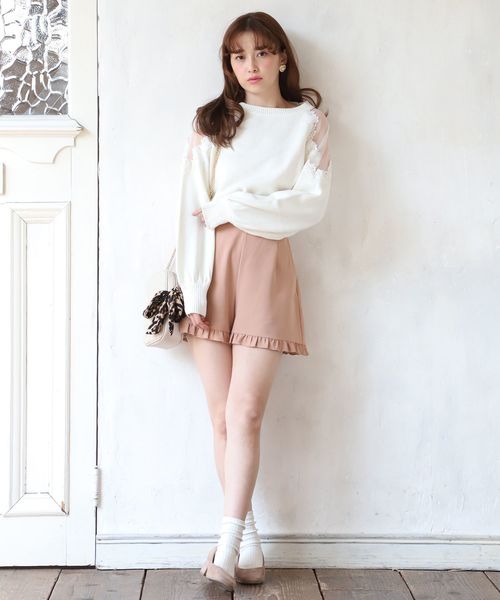 one after another NICE CLAUP(ワンアフターアナザーナイスクラップ)の「ゴールドベルト付きフリルショートパンツ(その他パンツ・レディース・アイボリー/ブラック/ベージュ系その他/チェック・FREE)」の19枚目の写真