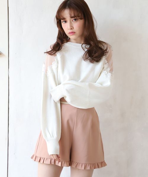 one after another NICE CLAUP(ワンアフターアナザーナイスクラップ)の「ゴールドベルト付きフリルショートパンツ(その他パンツ・レディース・アイボリー/ブラック/ベージュ系その他/チェック・FREE)」の15枚目の写真