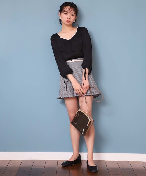 one after another NICE CLAUP(ワンアフターアナザーナイスクラップ)の「ゴールドベルト付きフリルショートパンツ(その他パンツ・レディース・アイボリー/ブラック/ベージュ系その他/チェック・FREE)」の20枚目の写真