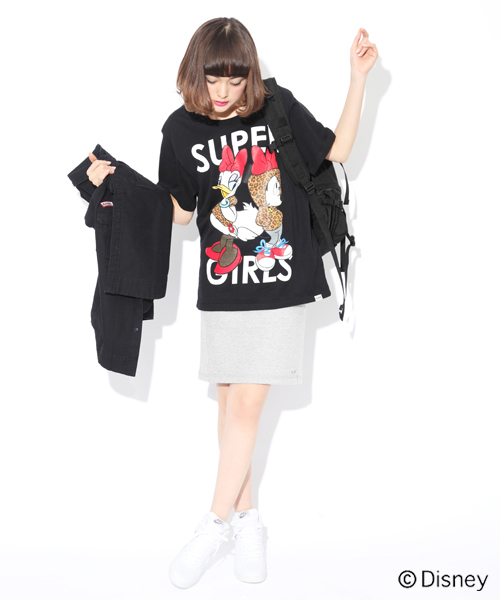X-girl（エックスガール）の「Disney（ディズニー） / SUPER GIRLS S/S BIG TEE（Tシャツ/カットソー・レディース・ホワイト/ブラック・ONE SIZE）」の9枚目の写真