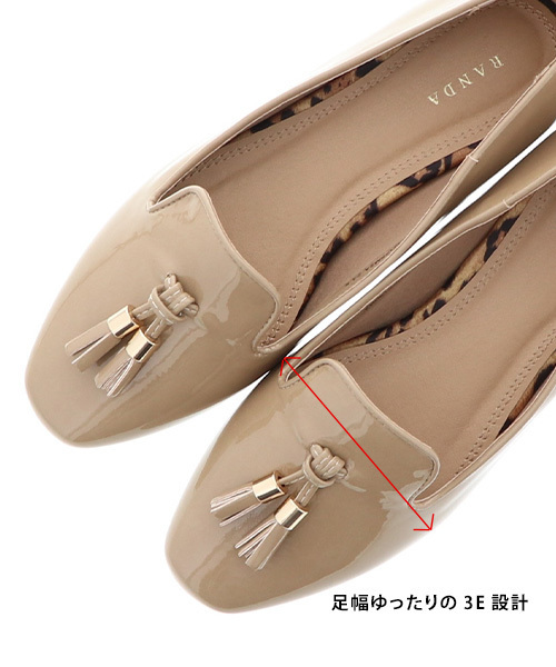 RANDA(ランダ)の「3E/タッセルスクエアシューズ(ドレスシューズ・レディース・ブラック/グレイッシュベージュ・23/24/25/22/25.5/22.5/24.5/23.5)」の7枚目の写真