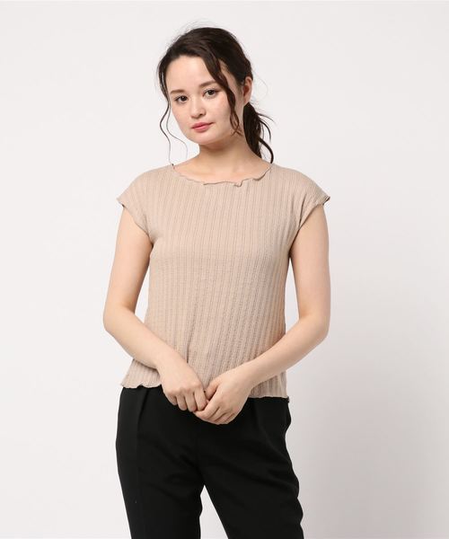natural couture(ナチュラルクチュール)の「レトロジャガード波々×ローレンチTシャツ(Tシャツ/カットソー・レディース・ブラック/ベージュ/オレンジ/アイボリー・FREE)」の11枚目の写真