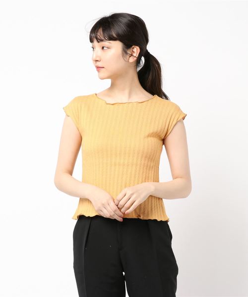 natural couture(ナチュラルクチュール)の「レトロジャガード波々×ローレンチTシャツ(Tシャツ/カットソー・レディース・ブラック/ベージュ/オレンジ/アイボリー・FREE)」の7枚目の写真