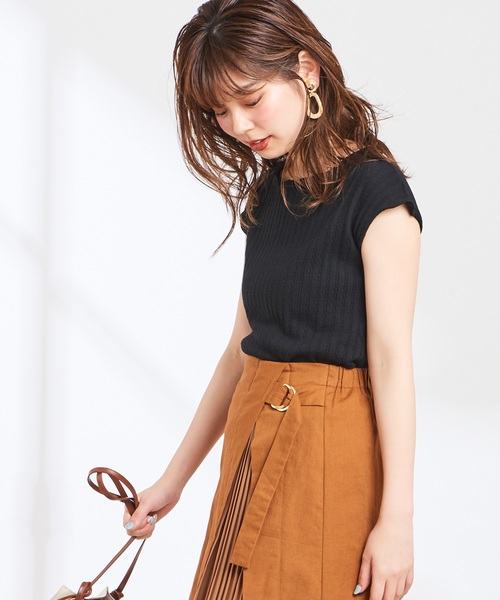 natural couture(ナチュラルクチュール)の「レトロジャガード波々×ローレンチTシャツ(Tシャツ/カットソー・レディース・ブラック/ベージュ/オレンジ/アイボリー・FREE)」の15枚目の写真