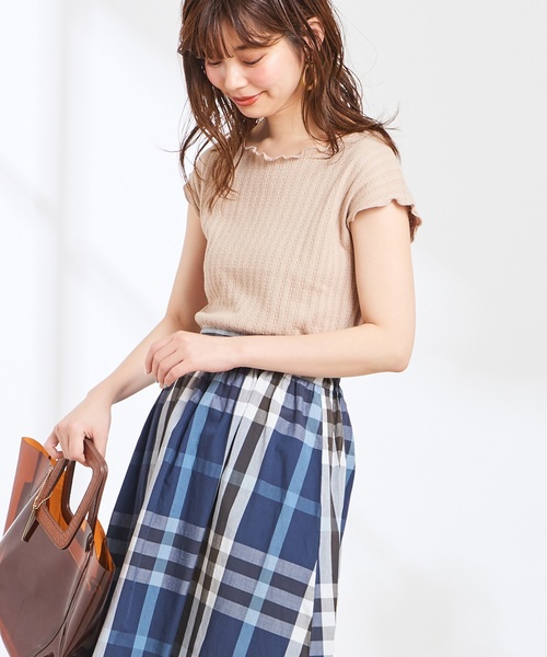 natural couture(ナチュラルクチュール)の「レトロジャガード波々×ローレンチTシャツ(Tシャツ/カットソー・レディース・ブラック/ベージュ/オレンジ/アイボリー・FREE)」の22枚目の写真
