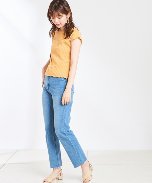 natural couture(ナチュラルクチュール)の「レトロジャガード波々×ローレンチTシャツ(Tシャツ/カットソー・レディース・ブラック/ベージュ/オレンジ/アイボリー・FREE)」の19枚目の写真