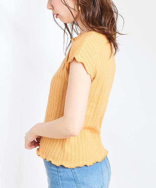 natural couture(ナチュラルクチュール)の「レトロジャガード波々×ローレンチTシャツ(Tシャツ/カットソー・レディース・ブラック/ベージュ/オレンジ/アイボリー・FREE)」の16枚目の写真