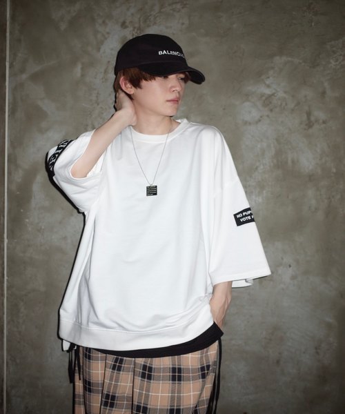 rovtski（ロフトスキー）の「【ビッグシルエット】INLAY JERZY 230G PATCH SWEAT SS/インレイジャージー パッチスウェット半袖（Tシャツ/カットソー・メンズ・ホワイト/ブラック/ベージュ/ピンク・FREE）」の19枚目の写真