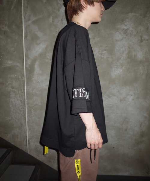 rovtski（ロフトスキー）の「【ビッグシルエット】INLAY JERZY 230G PATCH SWEAT SS/インレイジャージー パッチスウェット半袖（Tシャツ/カットソー・メンズ・ホワイト/ブラック/ベージュ/ピンク・FREE）」の7枚目の写真