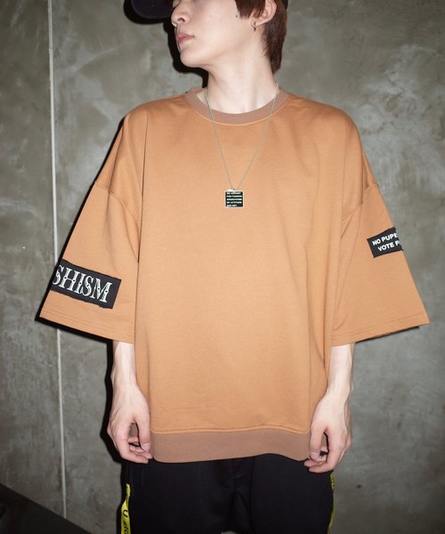 rovtski（ロフトスキー）の「【ビッグシルエット】INLAY JERZY 230G PATCH SWEAT SS/インレイジャージー パッチスウェット半袖（Tシャツ/カットソー・メンズ・ホワイト/ブラック/ベージュ/ピンク・FREE）」の21枚目の写真