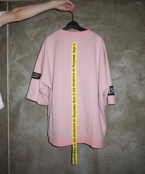 rovtski（ロフトスキー）の「【ビッグシルエット】INLAY JERZY 230G PATCH SWEAT SS/インレイジャージー パッチスウェット半袖（Tシャツ/カットソー・メンズ・ホワイト/ブラック/ベージュ/ピンク・FREE）」の13枚目の写真