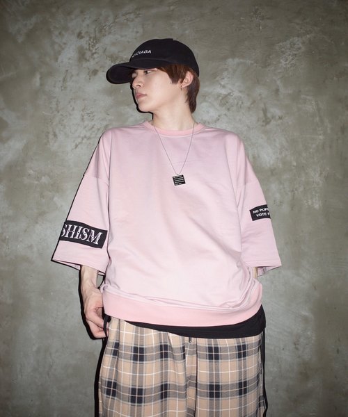 rovtski（ロフトスキー）の「【ビッグシルエット】INLAY JERZY 230G PATCH SWEAT SS/インレイジャージー パッチスウェット半袖（Tシャツ/カットソー・メンズ・ホワイト/ブラック/ベージュ/ピンク・FREE）」の9枚目の写真