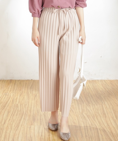 natural couture(ナチュラルクチュール)の「太プリーツリブカットパンツ(その他パンツ・レディース・ブラック/カーキ/モカ/ライトベージュ・FREE)」の3枚目の写真